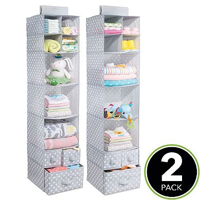 mDesign Kids Fabric Over Closet Rod Hanging Storage, 7 Shelf, 2 Pack