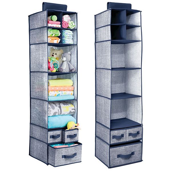 mDesign Kids Fabric Over Closet Rod Hanging Storage, 7 Shelf, 2 Pack