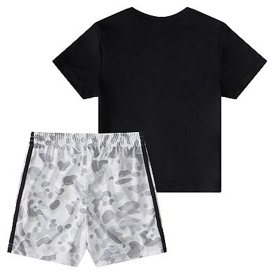 Baby Boy adidas Camo 3-Stripe Logo Graphic Tee & Allover Camo Shorts Set