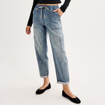 Juniors' SO® High Rise Pull-On Straight Jeans