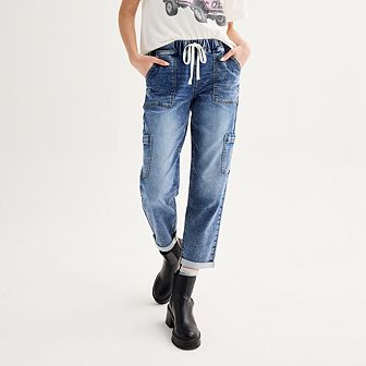 Juniors' SO® High-Rise Pull-On Straight Jeans