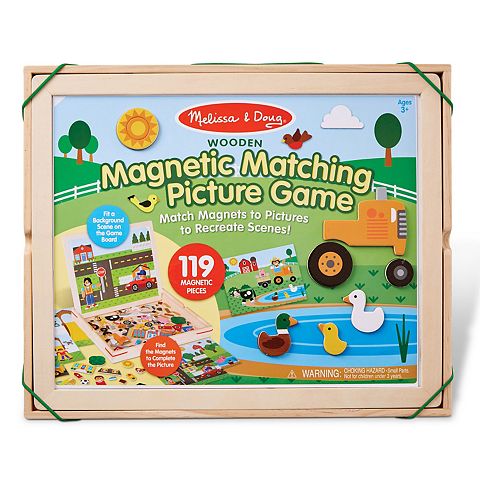 Детские игрушки Melissa & Doug Wooden Magnetic Matching Picture Game With 119 Magnets and Scene Cards