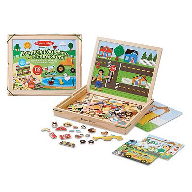 Melissa & Doug Wooden Magnetic Matching Picture Game With 119 Magnets and Scene Cards