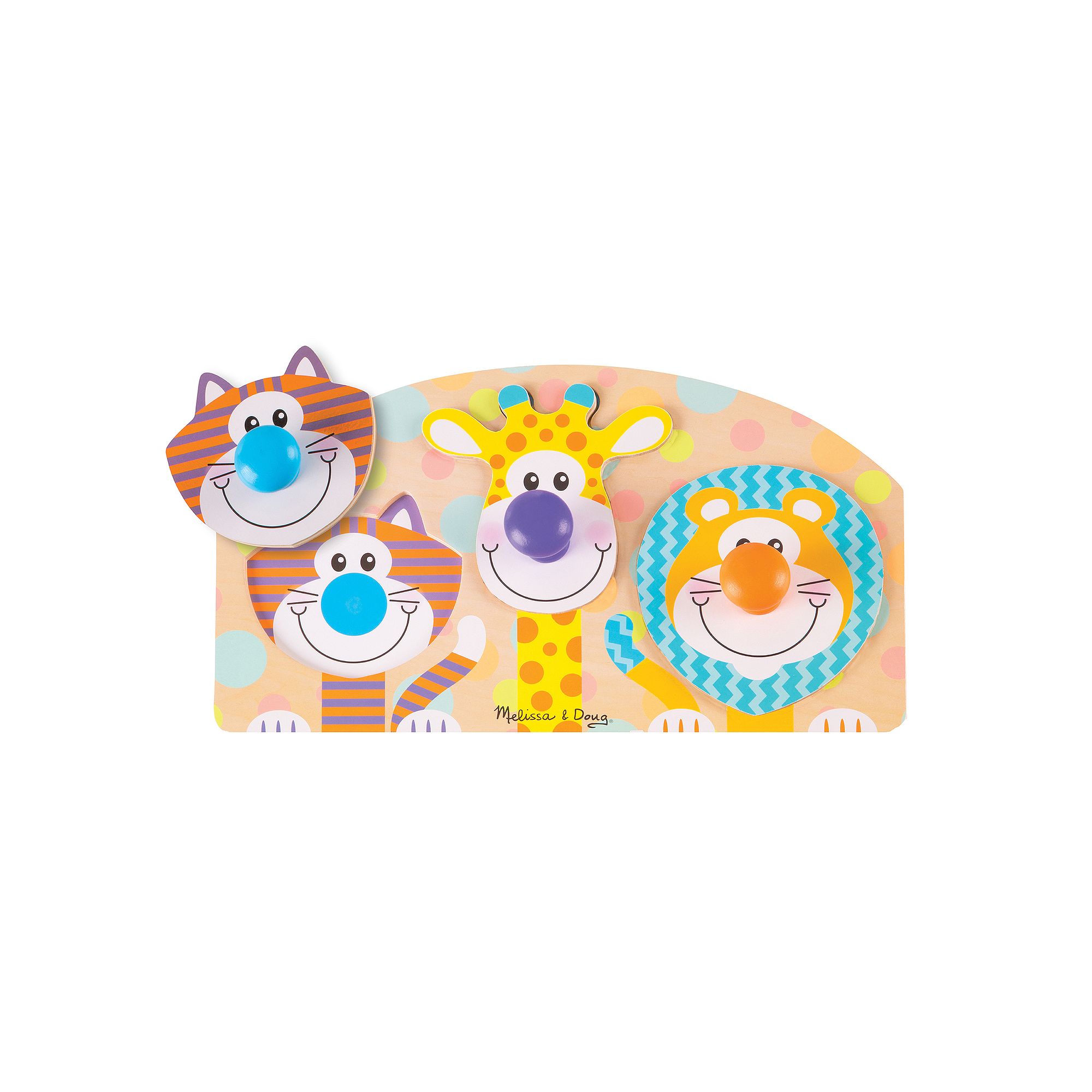 Melissa & Doug First Play 3-pc. Wooden Jumbo Knob Safari Animal Puzzle, Mul
