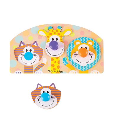 Melissa & Doug First Play 3-pc. Wooden Jumbo Knob Safari Animal Puzzle