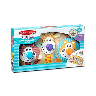Melissa & Doug First Play 3-pc. Wooden Jumbo Knob Safari Animal Puzzle