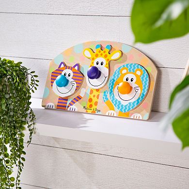 Melissa & Doug First Play 3-pc. Wooden Jumbo Knob Safari Animal Puzzle