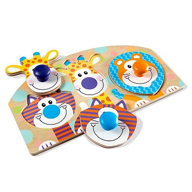 Melissa & Doug First Play 3-pc. Wooden Jumbo Knob Safari Animal Puzzle
