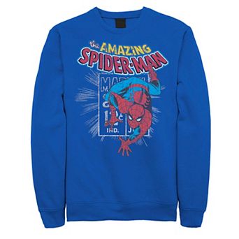 Men's Marvel Comics The Amazing Spider-Man Book Stamp Distressed Fleece Graphic Sweatshirt