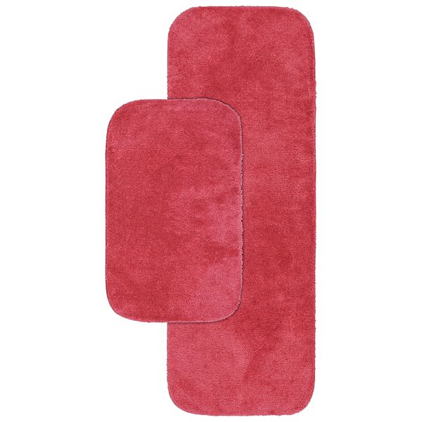 2pc Traditional Nylon Washable Bathroom Rug Set Pink - Garland Rug: Machine Made, Latex Backing, Tufted Bath Mats Set