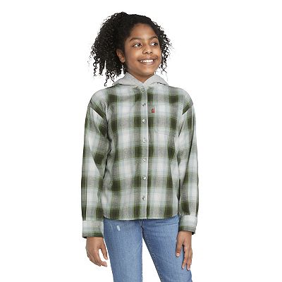 Girls 7 16 Levi s Flannel Hooded Top