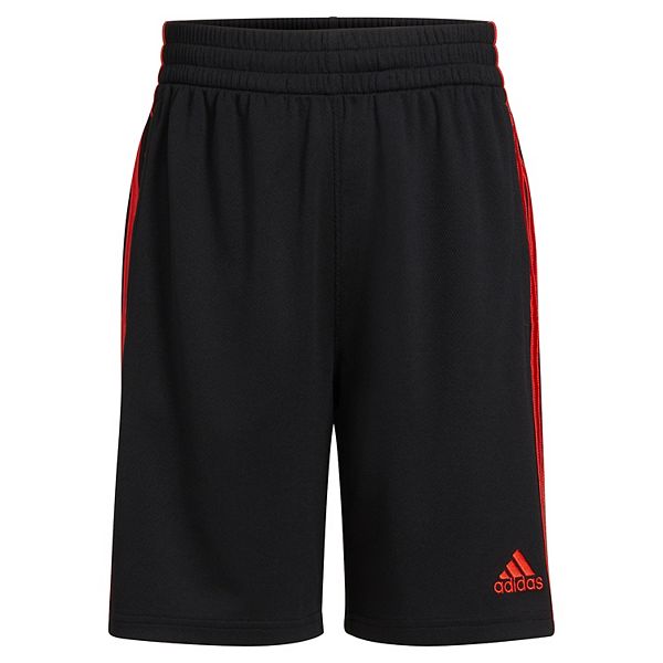 Toddler Boy adidas Classic 3-Stripe Mesh Shorts - Black Red (2T)