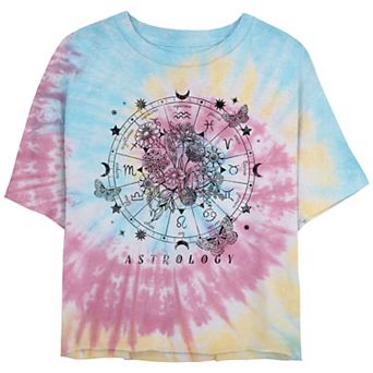 Juniors' Astrology Horoscope Flowers Chart Tie Dye Graphic Tee