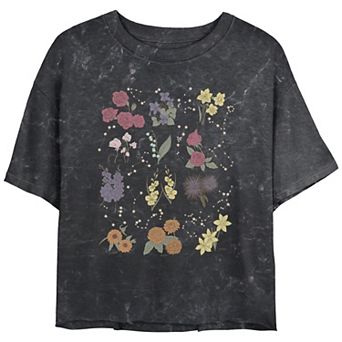 Juniors' Flower Informational Chart Mineral Wash Graphic Tee
