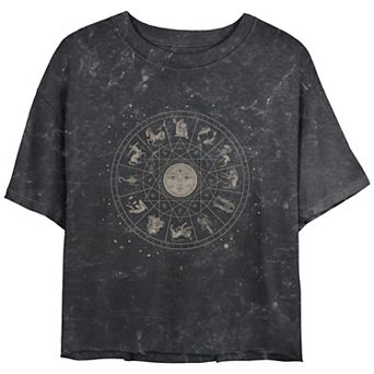 Juniors' Horoscope Zodiac Signs Chart Mineral Wash Graphic Tee