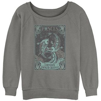 Juniors' Horoscope Pisces Tarot Card Graphic Slouchy Terry