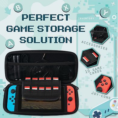 Carrying Hard Travel Case With 10 Card Slots For Nintendo Switch & Oled, Black
