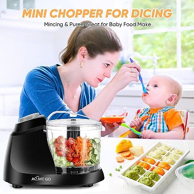 Aemego Mini Food Processor 1.5 Cup Meat & Vegetable Electric Food Chopper Detachable Small Food Grinder with Stainless Steel Blade for Dicing Mincing Blending Puree