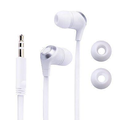 Insten Headset Compatible with iPhone 7 / 7 Plus, Insten 3.5mm In-Ear Stereo Headset Compatible with Samsung Galaxy S10/S10 Plus/S10e S9/S9+/S8/S8+/S7/S7 Edge/S6/Apple iPhone 6/6S Plus, White/Silver