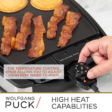 Wolfgang Puck XL Reversible Grill Griddle, Oversized Removable Cooking Plate, Nonstick Coating, Dishwasher Safe, Heats Up to 400ºF, Stay Cool Handles