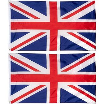 2 pc UK Flags Outdoor 3x5 Ft British National Banners Polyester Decorations