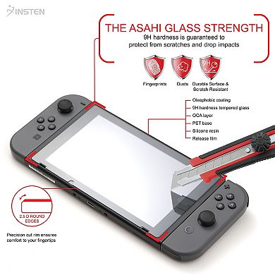 Insten 2-Pack Glass Screen Protector Compatible with Nintendo Switch 2017, Premium Tempered Glass Protective Guard Cover, Clear