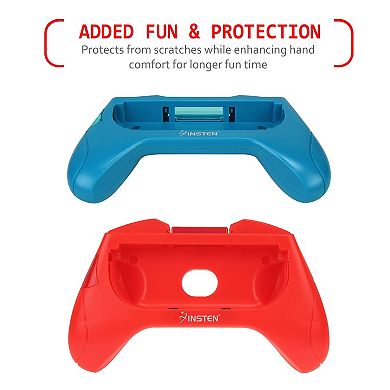 2 Pack Controller Grips For Nintendo Switch & Oled Model Joy Con, Red/ Blue