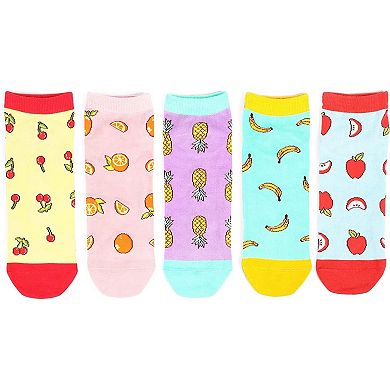 Zodaca Fruit Socks for Women, No Show (5 Pairs)