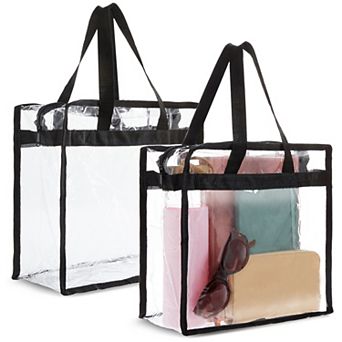 2 Pack Stadium Approved Clear Tote Bags With Handles For Beach Concert, 12x6x12"