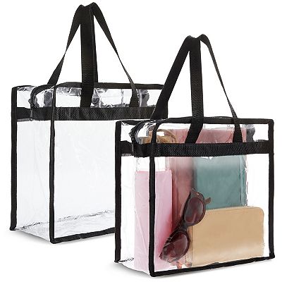 2 Pack Stadium Approved Clear Tote Bags With Handles For Beach Concert 12x6x12