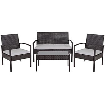 Emma and Oliver 4 pc Patio Set with Steel Frame and Cushions - Outdoor Seating