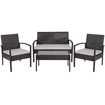 Emma and Oliver 4 pc Patio Set with Steel Frame and Cushions - Outdoor Seating