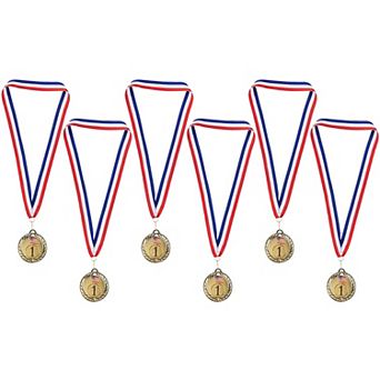 6-Pack Gold Medal Set Award, 2.75" in Diameter w/ 16.3" Ribbon