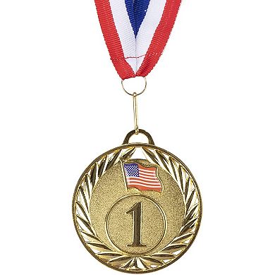 6-Pack Gold Medal Set Award, 2.75" in Diameter w/ 16.3" Ribbon