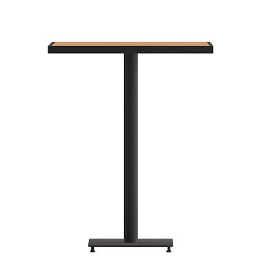 Emma and Oliver Livia Outdoor Bar Height Table with Faux Teak Poly Slats