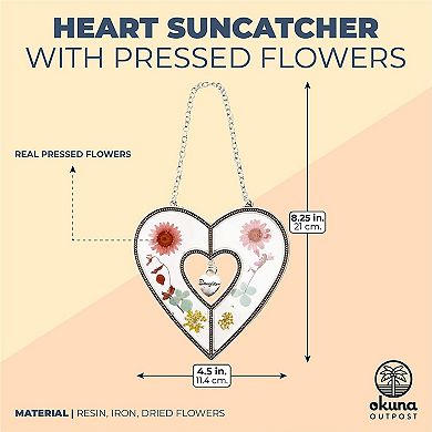 Okuna Outpost Heart Suncatcher with Pressed Flowers for Mother's Day, Daughter