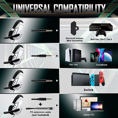 Gaming Headset with Mic for PS5 PS4 xBox Series X/S Switch PC, Wired 3.5mm