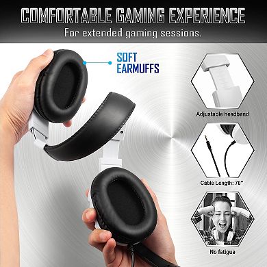 Gaming Headset With Mic For Ps5 Ps4 Xbox Series X/s Switch Pc, Wired 3.5mm White
