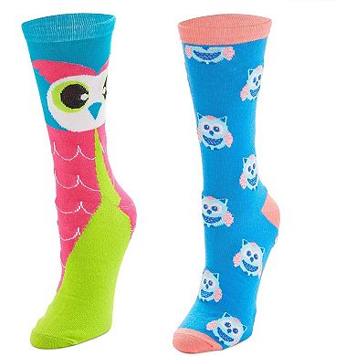 Zodaca Owl Lovers Crew Socks For Kids, Novelty Sock Set (One Size, 2 Pairs)