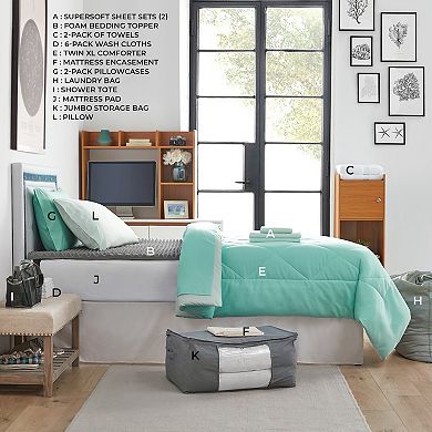 College Dorm Bedding Pack with Twin XL Reversible Comforter