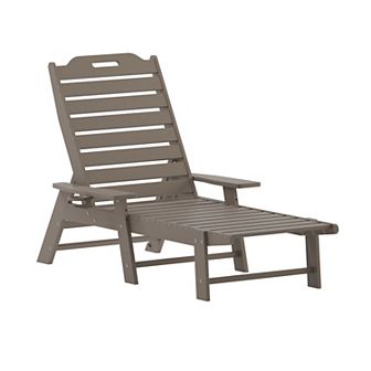 Merrick Lane Outdoor Adjustable Lounge Chair with Cupholder