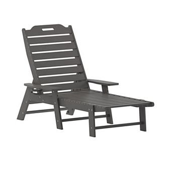 Merrick Lane Outdoor Adjustable Lounge Chair with Cupholder