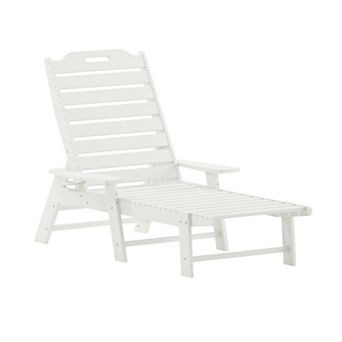 Merrick Lane Outdoor Adjustable Lounge Chair with Cupholder