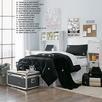 Ultimate College Dorm Supplies Pack Twin XL Bedding Set with