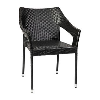 Emma and Oliver Embry All-Weather Indoor/Outdoor Stacking Patio Dining Chair with Steel Frame and Weather Resistant PE Rattan