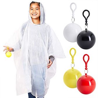 4 Pack Disposable Rain Ponchos for Kids with Hood and Attachable Round Case