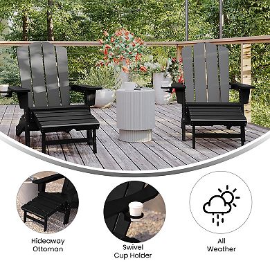 Merrick Lane All-Weather Adirondack Chair with Pullout Ottoman & Cupholder
