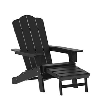Merrick Lane All-Weather Adirondack Chair with Pullout Ottoman & Cupholder