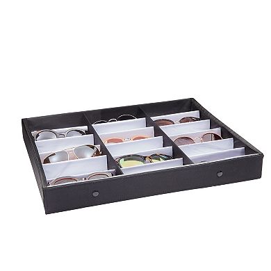 18 Slot Sunglasses Organizer, Eyeglass Storage Case with Clear Lid, 18.5x14.25"