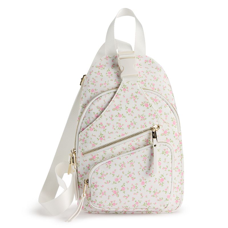 madden girl Sling Bag, White Ditsy